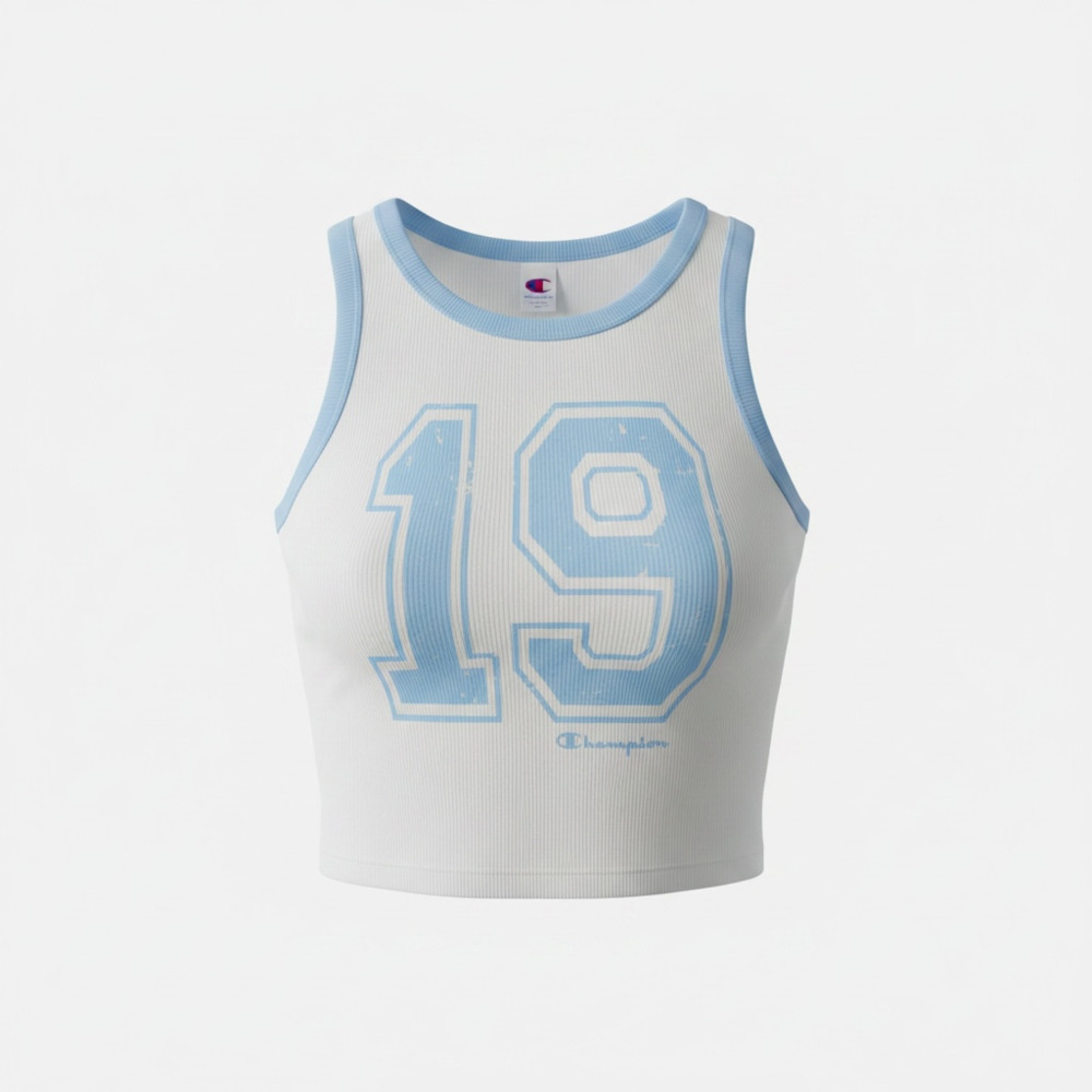 New Champion Girls' Graphic High Neck Ribbed Tank Top Number 19 size 14
